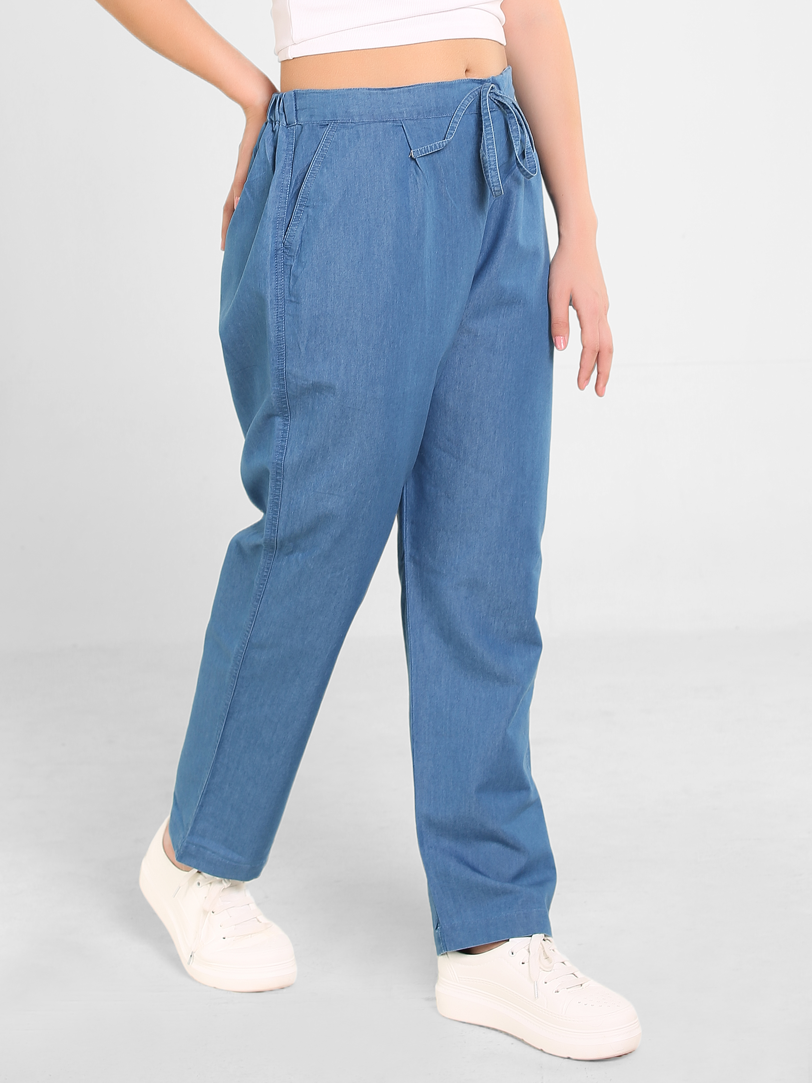 Denim Solid Pant Stone Wash